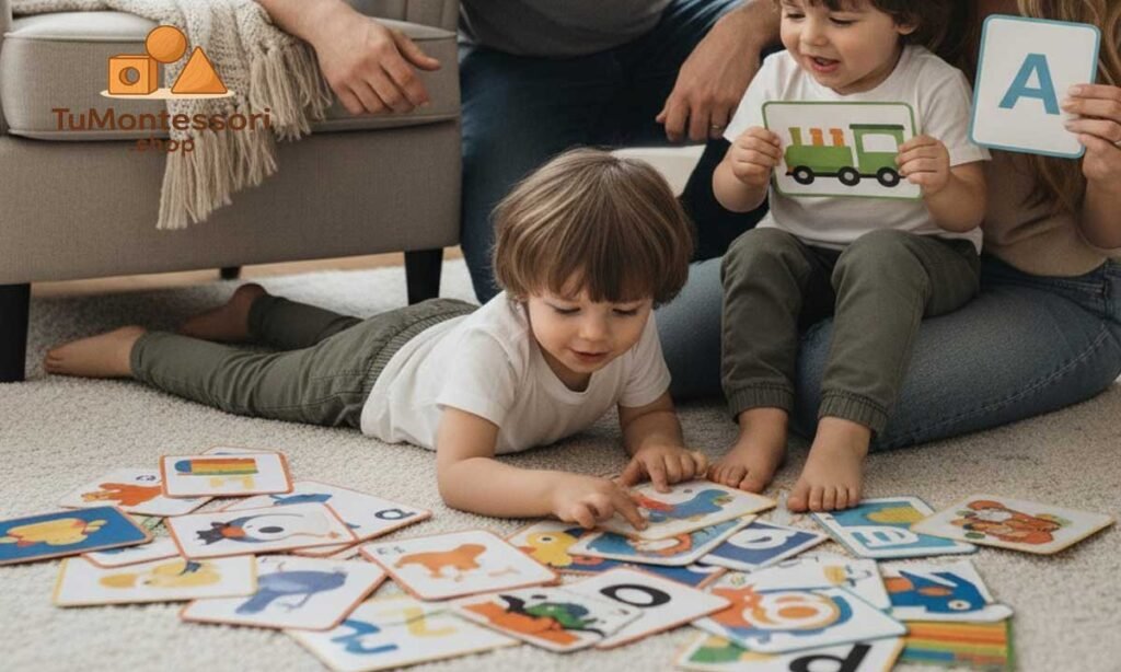 Juegos de mesa y memoria con tarjetas Montessori