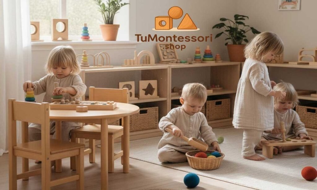 Pelotas Montessori — guía práctica desde el aula y el hogar 2 niños-jugando-con-productos-tipo-monessori